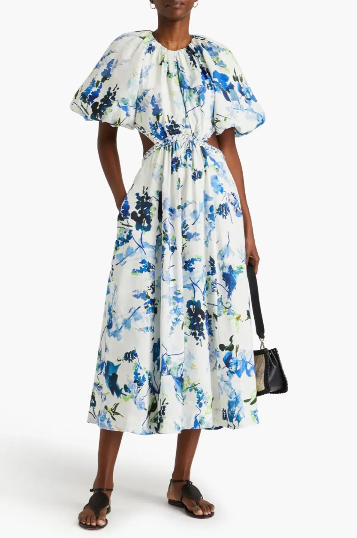 Aje Capucine Floral Print Linen Blend Midi Dress, Size XXS. - Image 1