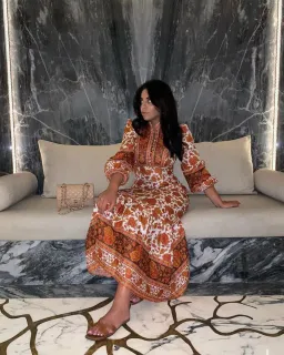 Zimmermann Amari Border High Neck Midi Linen Dress Size 0 AU 6-8 for rent on The Volte - image 1