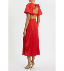 Rebecca Vallance Puff Sleeve Open Back Dress Red Size 14 for rent on The Volte - image 2