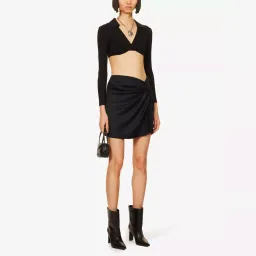 Anna Quan Emelia Ruched Mini Skirt Black Size 12  for rent on The Volte - image 1