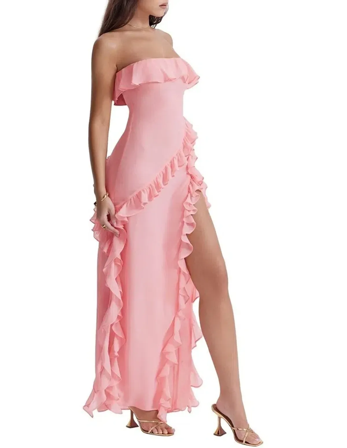 House of CB Sarina Ruffle Maxi Dress in Pink Size S / AU 8 - Image 2