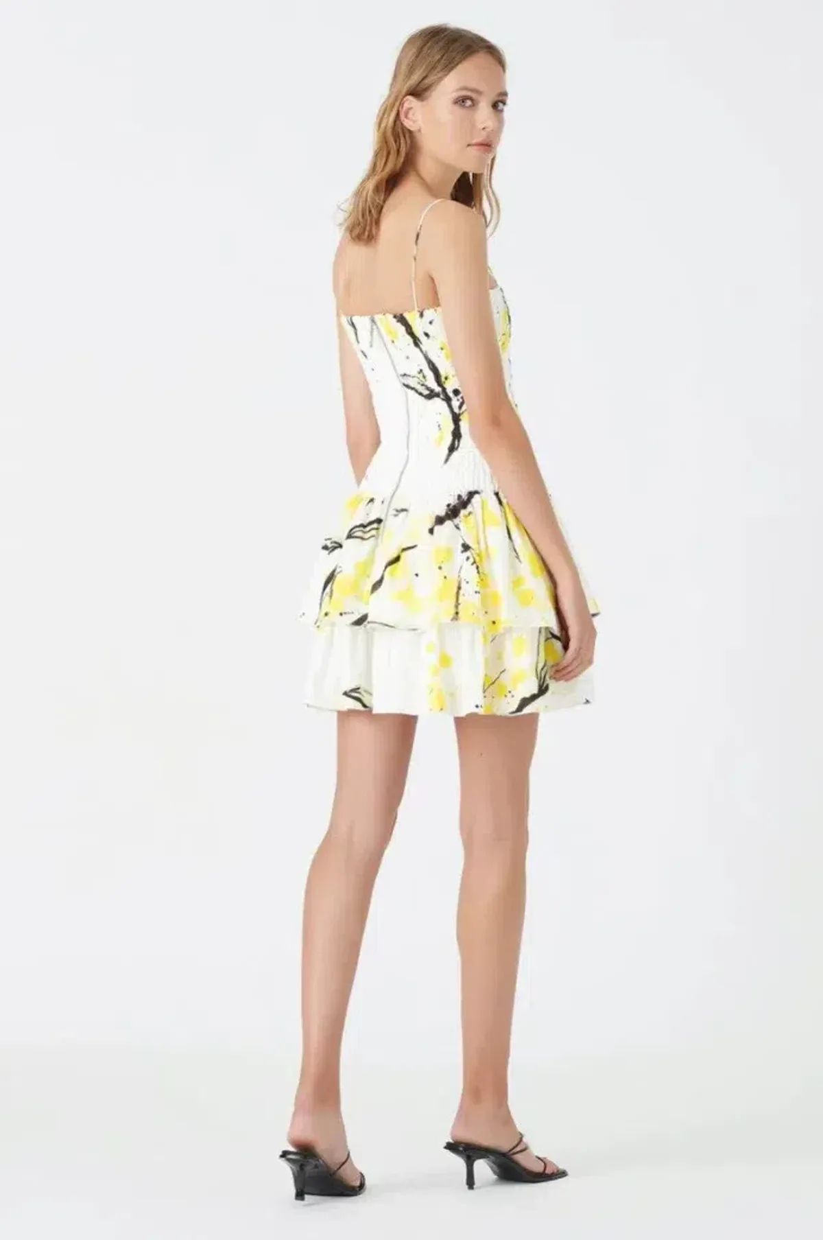 Aje Mimosa Shirred Ruffle Mini Dress Print Size 8 - Image 2