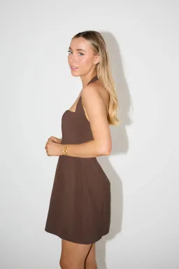 Odd Muse The Ultimate Muse Structured Mini Dress Chocolate Size S / AU 8 for rent on The Volte - image 3