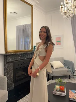 Cienti the Label Flounce Maxi Dress Beige Size 6 for rent on The Volte - image 5