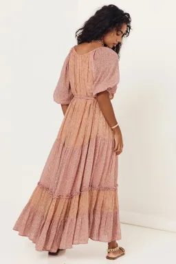 Spell & The Gypsy Rae Off Shoulder Gown Pink Peach Floral Size S / AU 8 for rent on The Volte - image 3