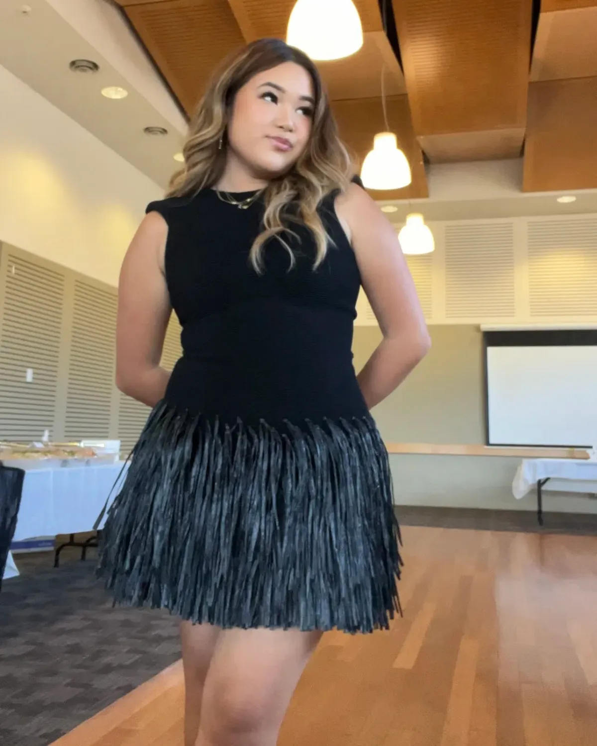 Aje Rushes Raffia Mini Dress Black Size 8 - Image 4