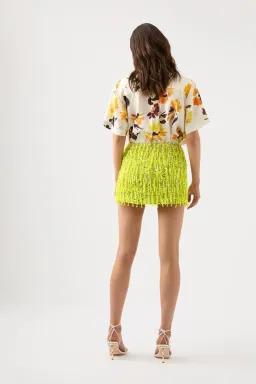 Aje Garni Sequin Micro Mini Skirt Chartreuse Green Size 12 for rent on The Volte - image 2