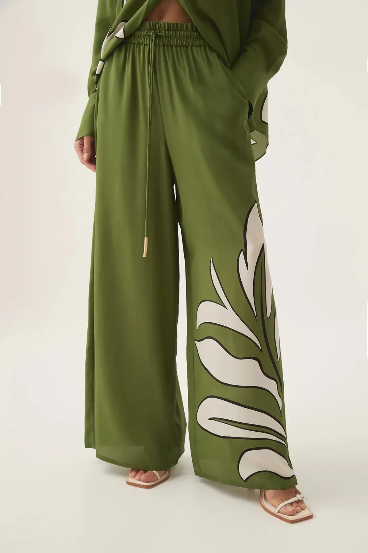 Aje Planetary Silk Drawcord Pants Abstract Fern Size AU 6 - Image 3