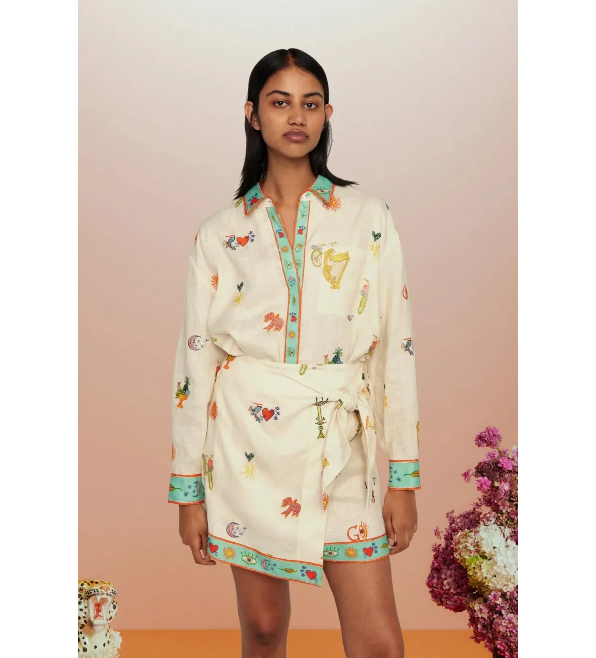 Alémais Holiday Go-to Embroidered Shirt and Skirt Print Size AU 14 - Image 2