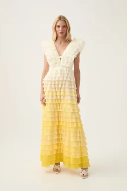 Aje Reflection Ombre Gown in Ivory/Acacia Yellow Size AU 12  for rent on The Volte - image 2