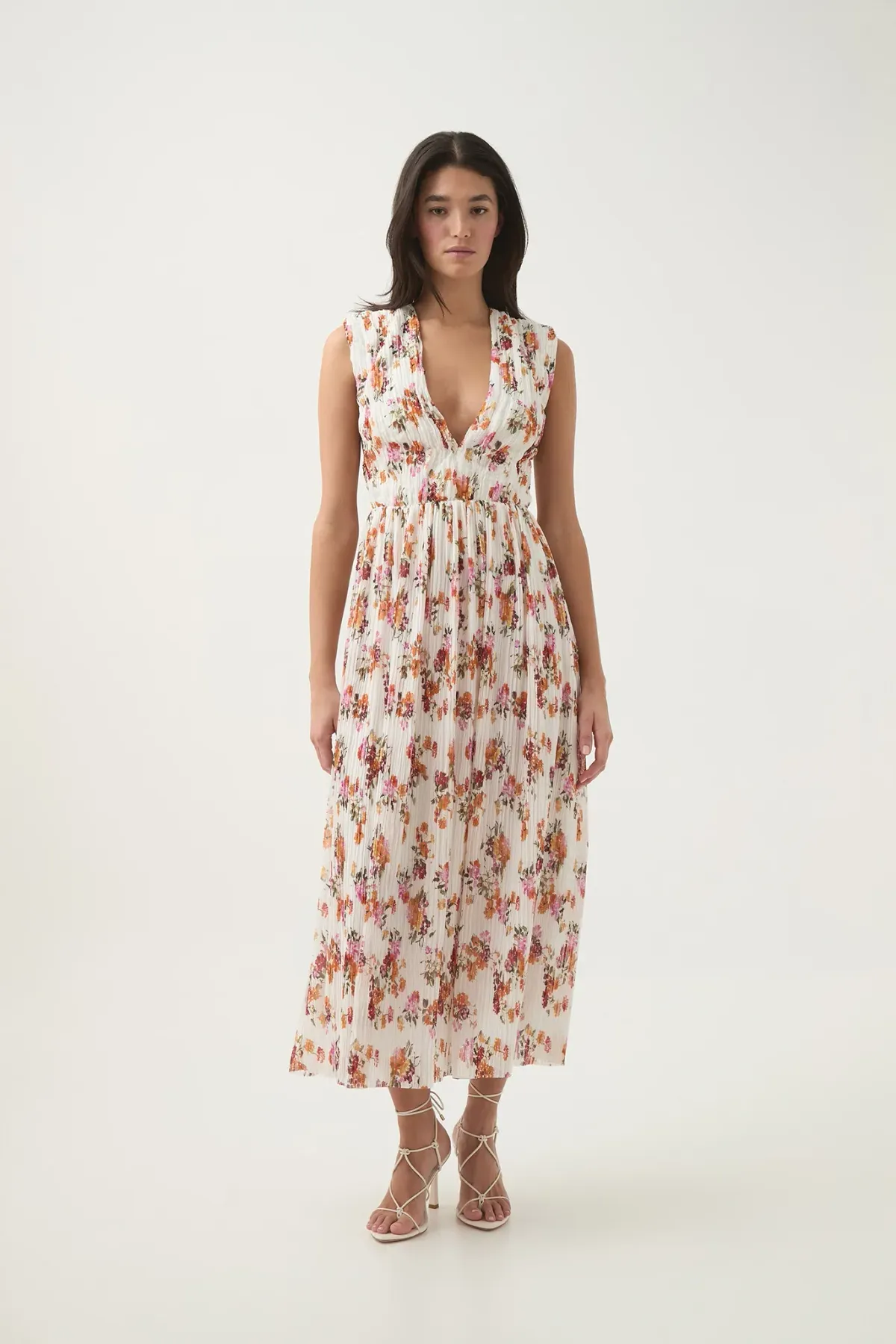 Aje Becoming Bow Back Midi Dress Flora Natura Size AU 10  - Image 1