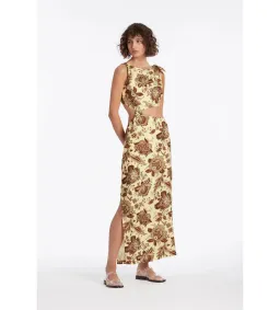 Sir The Label Rei Knot Midi Dress in Citrus Lilium Print Size 0 / AU 8  for rent on The Volte - image 1