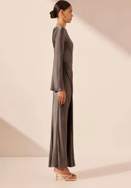 Shona Joy La Lune Flared Sleeve Side Split Midi Dress - Graphite Grey size 8 for rent on The Volte - image 4