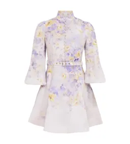 Zimmermann The Crush Buttoned Mini Dress in Lilac Floral Size 1/Au 10  for rent on The Volte - image 2