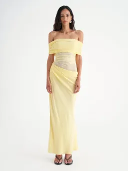 Benni Nico Off Shoulder Maxi Dress Yellow Size 8 for rent on The Volte - image 1