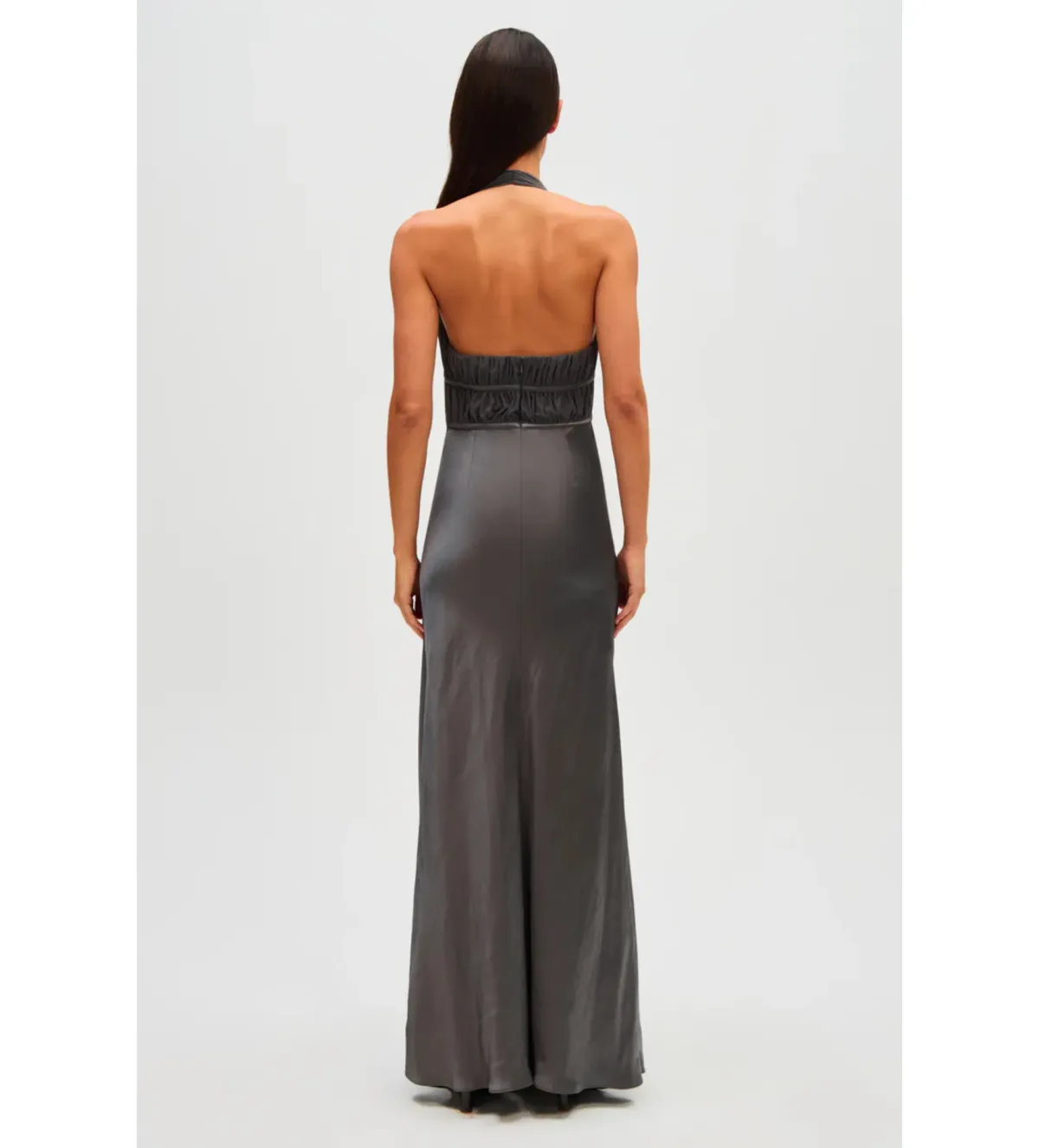 Misha Celine Satin Maxi Dress in Pewter Size 6/XS - Image 5