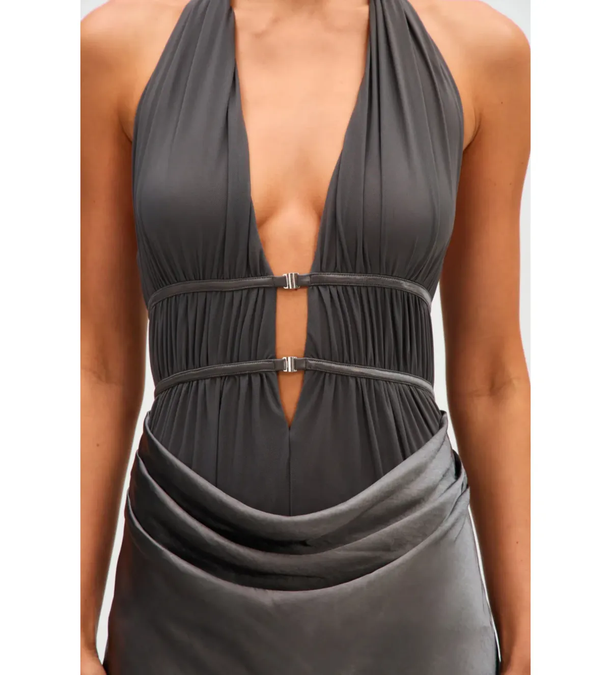 Misha Celine Satin Maxi Dress in Pewter Size 6/XS - Image 3