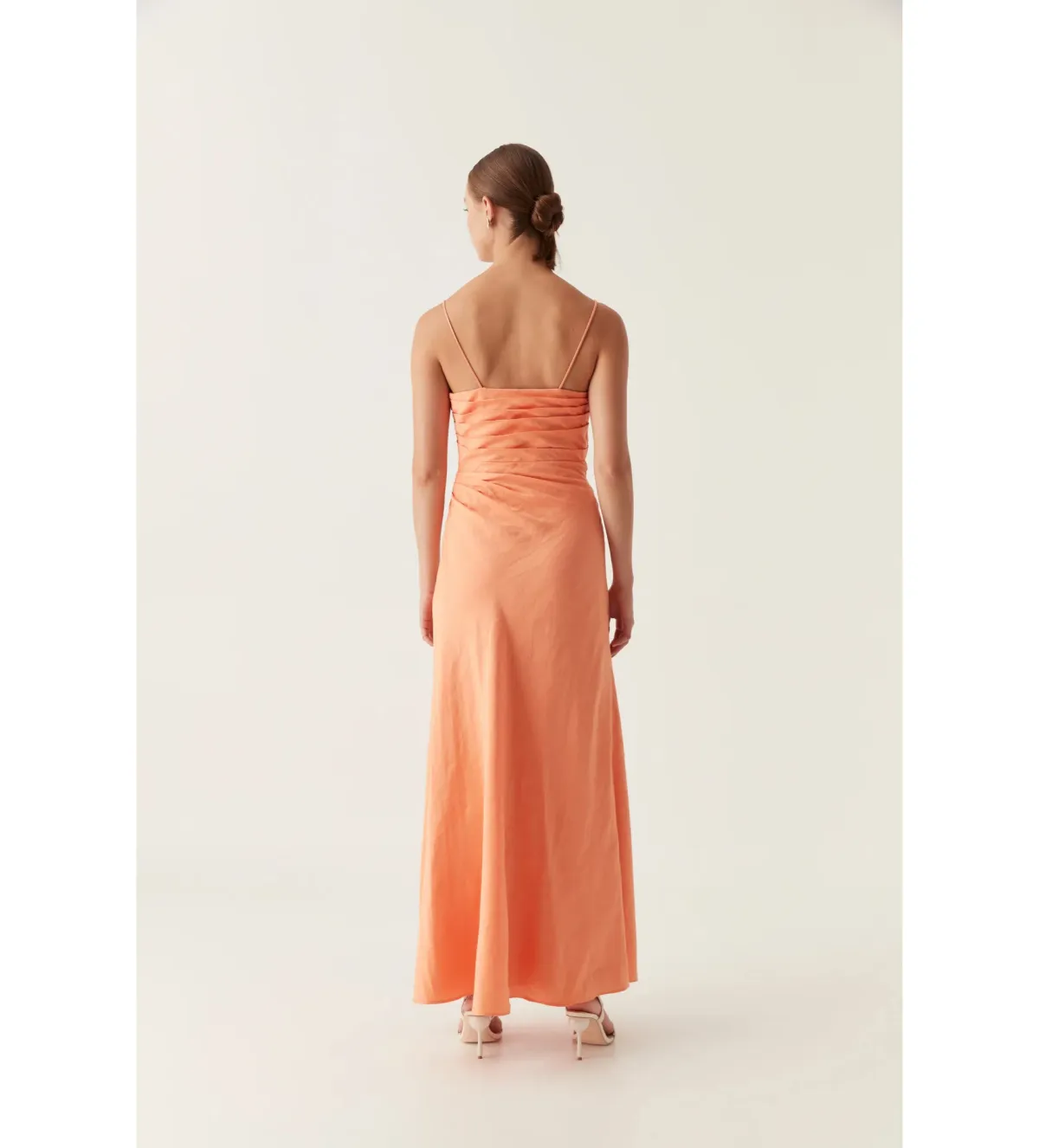 Aje Clarice Draped Maxi Dress Sunset Orange Size AU 8 - Image 3
