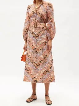 Zimmermann Botanica Chevron Midi Skirt in Chevron Paisley Size 1 AU 10 for rent on The Volte - image 1