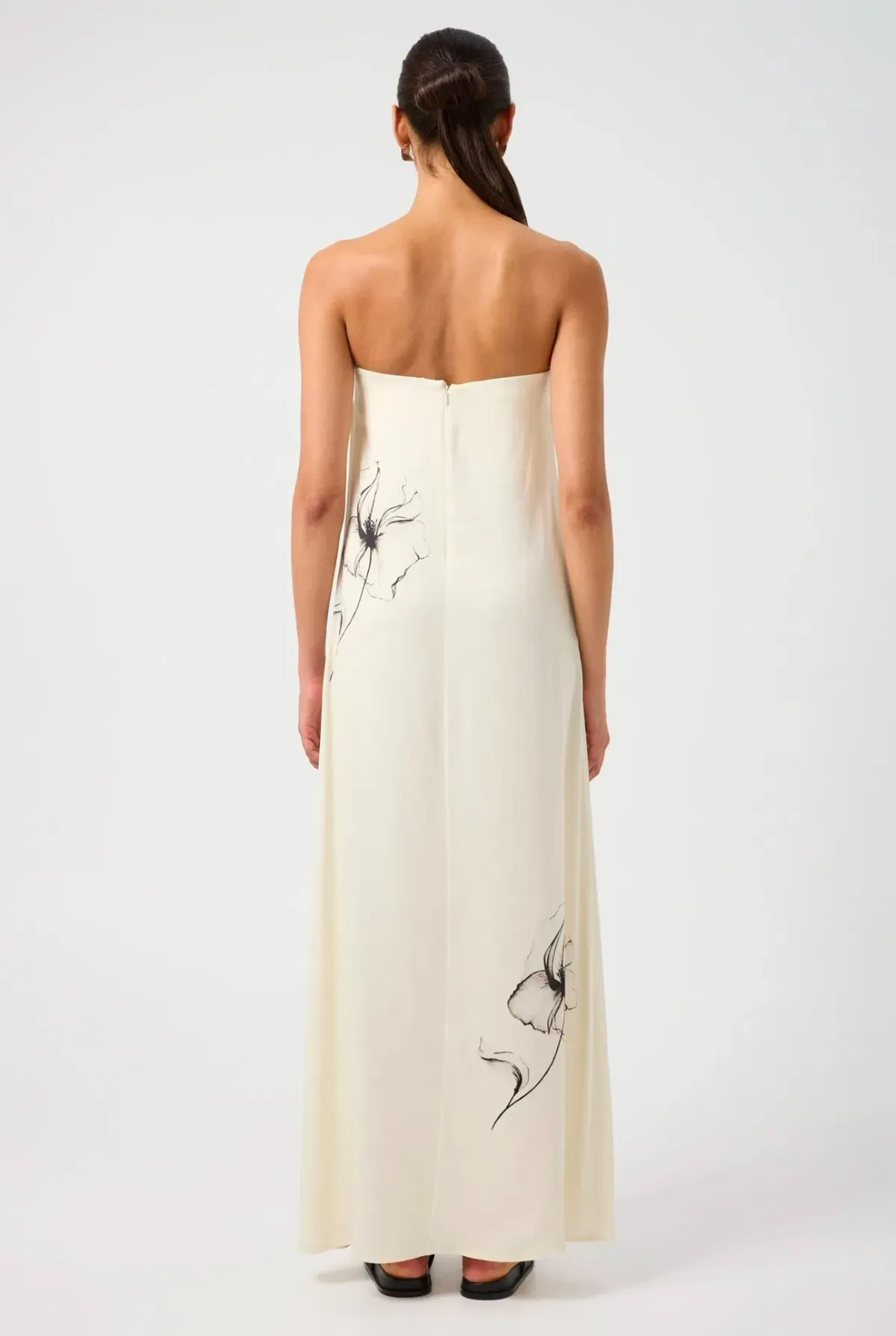Third Form Dream State Strapless Maxi Dress Cream/Black Print Size 12 - Image 3