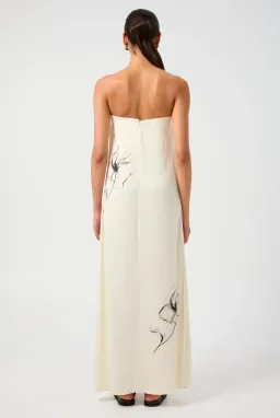 Third Form Dream State Strapless Maxi Dress Cream/Black Print Size 12 for rent on The Volte - image 3