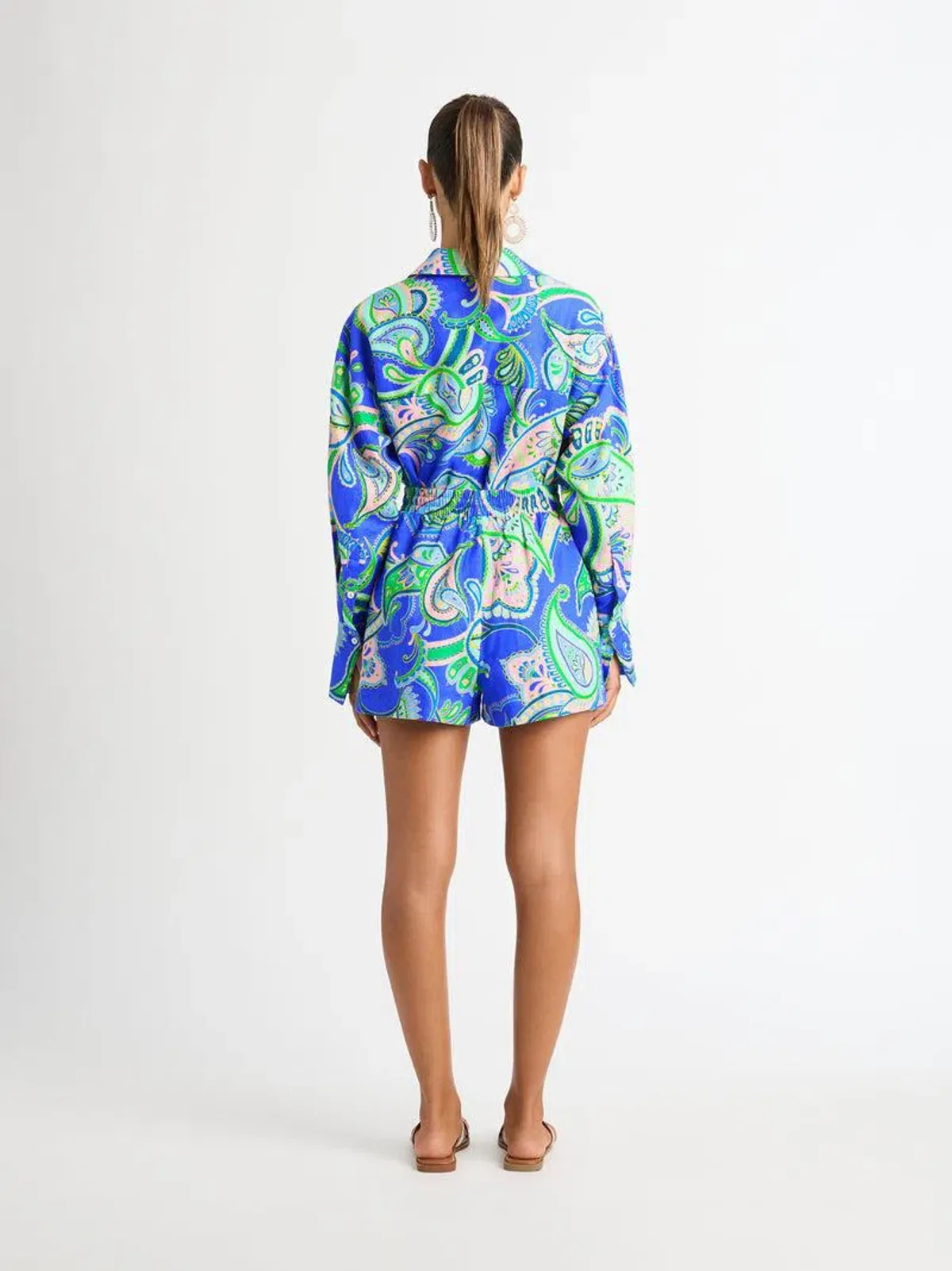 Sheike Balearic Sea Linen Shirt and Short Set Print Size 10  - Image 3