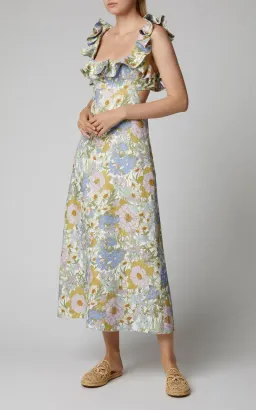 Zimmermann Super Eight Frilled Midi Dress Floral Size 1 / AU 10 for rent on The Volte - image 4
