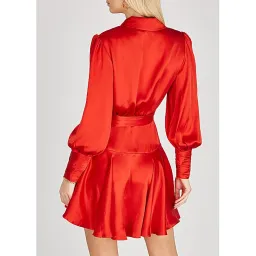 Zimmermann Ruffled Silk Wrap Mini Dress Bright Red Size 0 / AU 8 for rent on The Volte - image 2