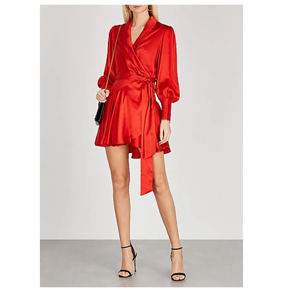 Zimmermann Ruffled Silk Wrap Mini Dress Bright Red Size 0 / AU 8 - Image 1