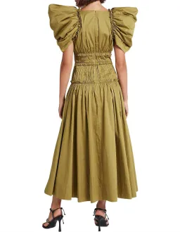 Aje Frequency Butterfly Sleeve Midi Dress Olive Green Size 6 for rent on The Volte - image 3