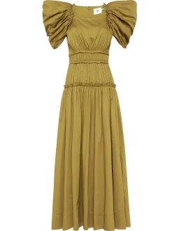 Aje Frequency Butterfly Sleeve Midi Dress Olive Green Size 6 for rent on The Volte - image 4