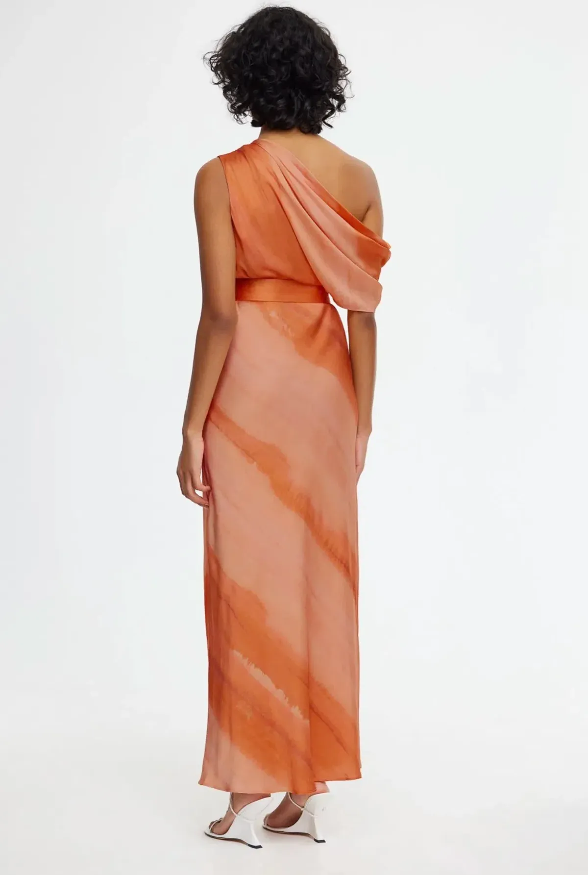 Acler Boise Midi Dress Melon Watercolour Size 14 - Image 3