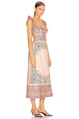 Zimmermann Matchmaker Frilled Midi Dress Pink Bandana Size 4 / AU 16 for rent on The Volte - image 2