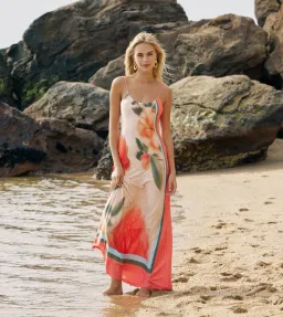 With Harper Lu Low Back Maxi Dress Peach Floral Size S / AU 8 for rent on The Volte - image 1
