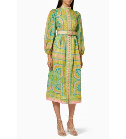Zimmermann Estelle Midi Dress in Pink/Green Paisley Size 0 / AU 8 for rent on The Volte - image 1