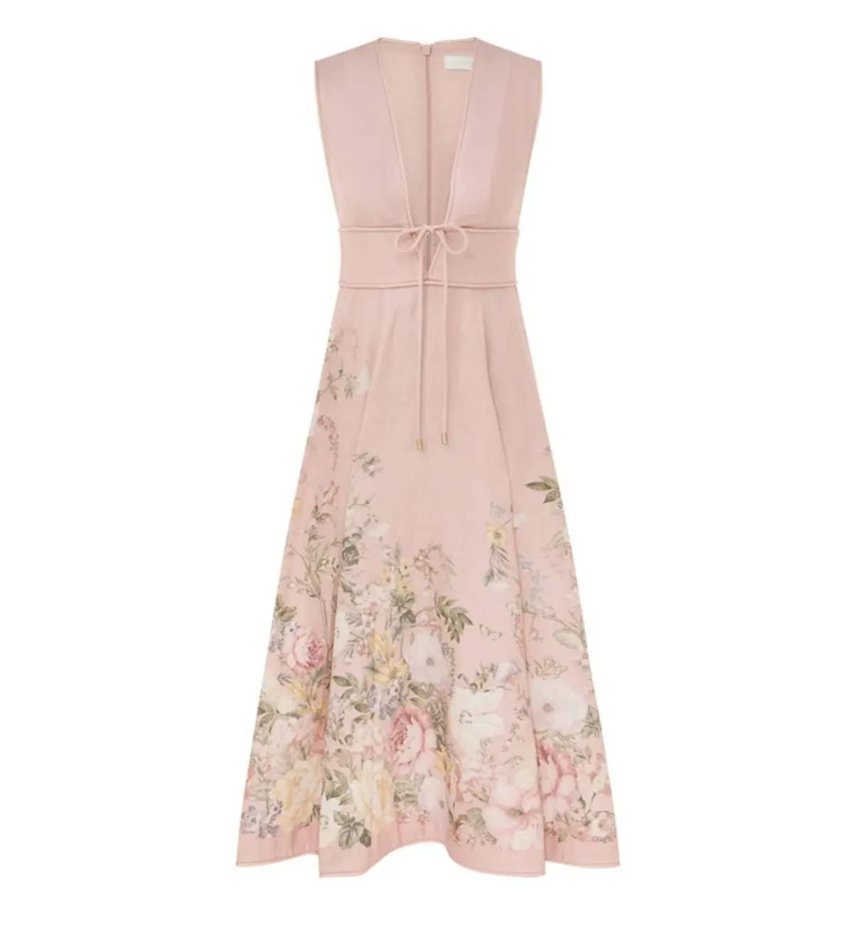 Zimmermann Waverly Plunge Midi Dress Pink Floral Size 1 / AU 10 - Image 5