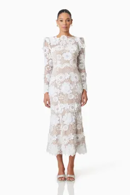 Elliatt Autumn Long Sleeve Midi Dress in White Size 10 for rent on The Volte - image 1