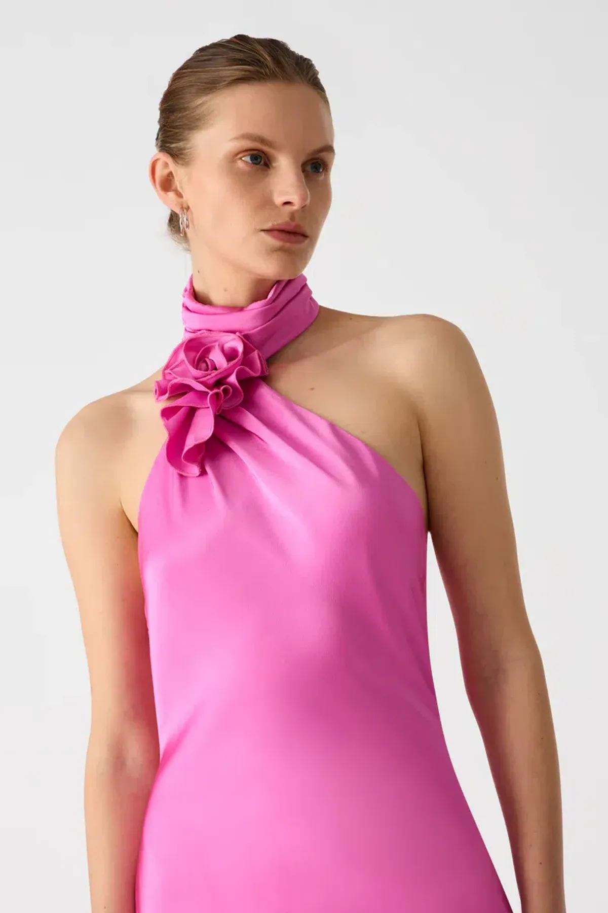 MISHA Teresa Rosette Detail Satin Gown Purple Rose Size 6/XS - Image 2