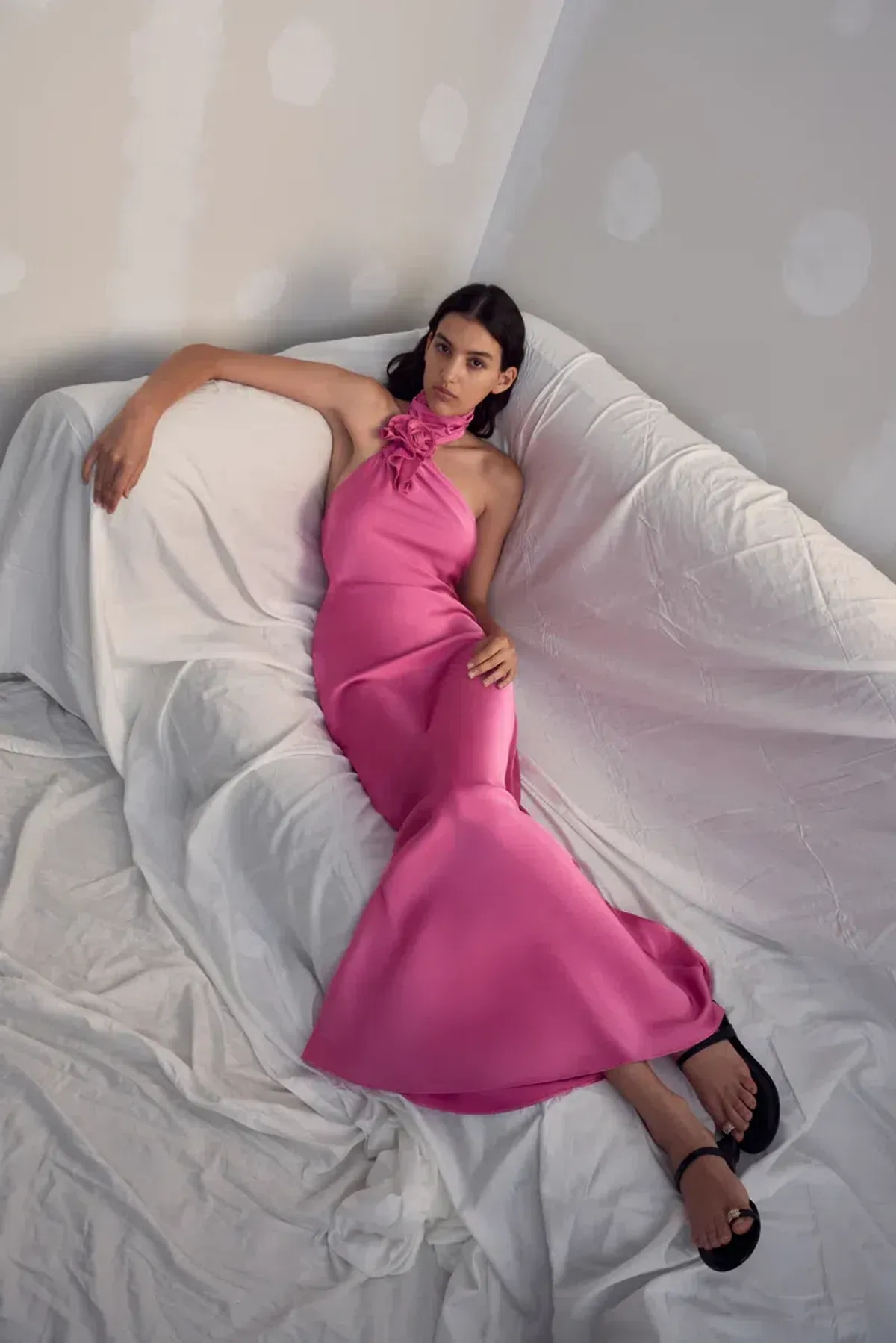 MISHA Teresa Rosette Detail Satin Gown Purple Rose Size 6/XS - Image 5