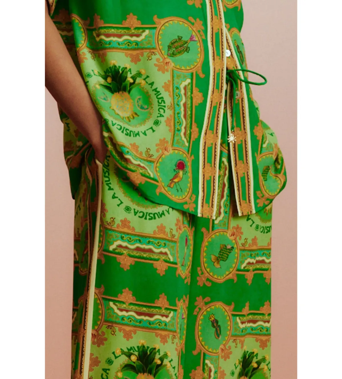 Alémais La Musica Silk Shirt and Pant Green Size AU 16 - Image 2