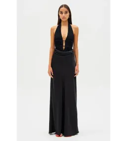 Misha Celine Satin Maxi Dress Black Size 8/S for rent on The Volte - image 1