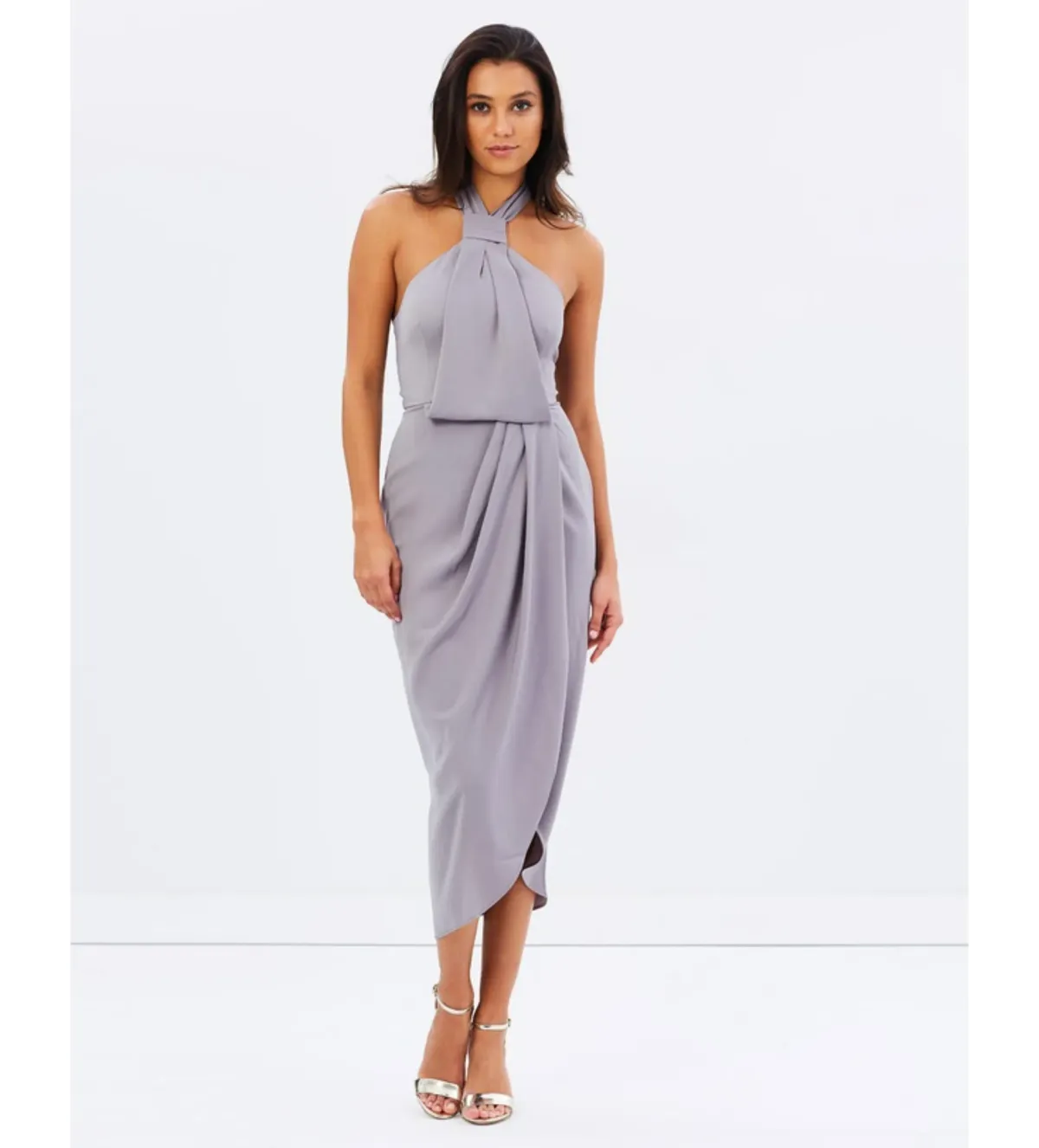 Shona Joy Core Knot Draped Dress Grey Size AU 16 - Image 4
