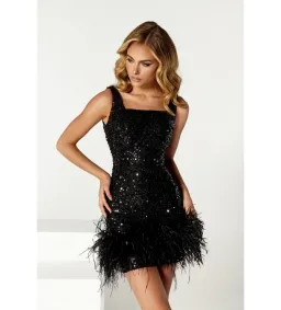 Portia and Scarlett PS23018 Beaded and Feather Mini Dress in Black Size AU 6  for rent on The Volte - image 3