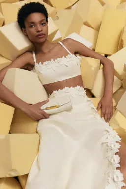 Oroton Rosebud Lace Bralet and Midi Skirt Set Soft Cream Size 8 for rent on The Volte - image 3