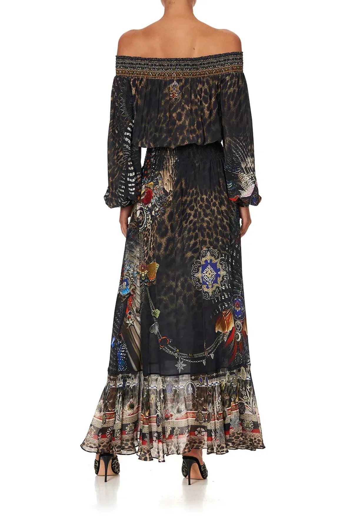 Camilla Treasure Chaser Off Shoulder Shirred Dress Print Size XXL / AU 18 - Image 2