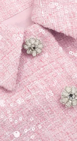 Self Portrait Boucle Tailored Mini Dress Pink Sequin Size AU 4 for rent on The Volte - image 3