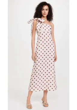 Zimmermann Acacia One Shoulder Midi Dress in Cream/Tan Dot Size 1 / AU 10 for rent on The Volte - image 1