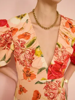 By Nicola Bolero Gathered Neckline Maxi Dress in Raspberry Punch Floral Size 8 for rent on The Volte - image 4