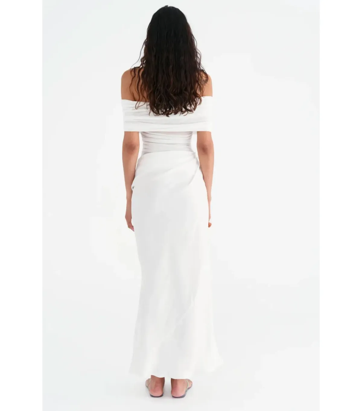 Benni Nico Off Shoulder Maxi Dress in White Size AU 12  - Image 3