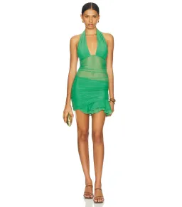 Bec & Bridge Fiore Halter Mini Dress Green Size AU 6 for rent on The Volte - image 1